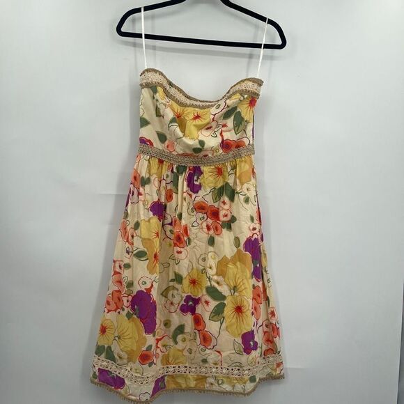 Cynthia Steffe Women's Multi-Color Strapless A-Line Mini Dress Size 4 - Picture 1 of 11
